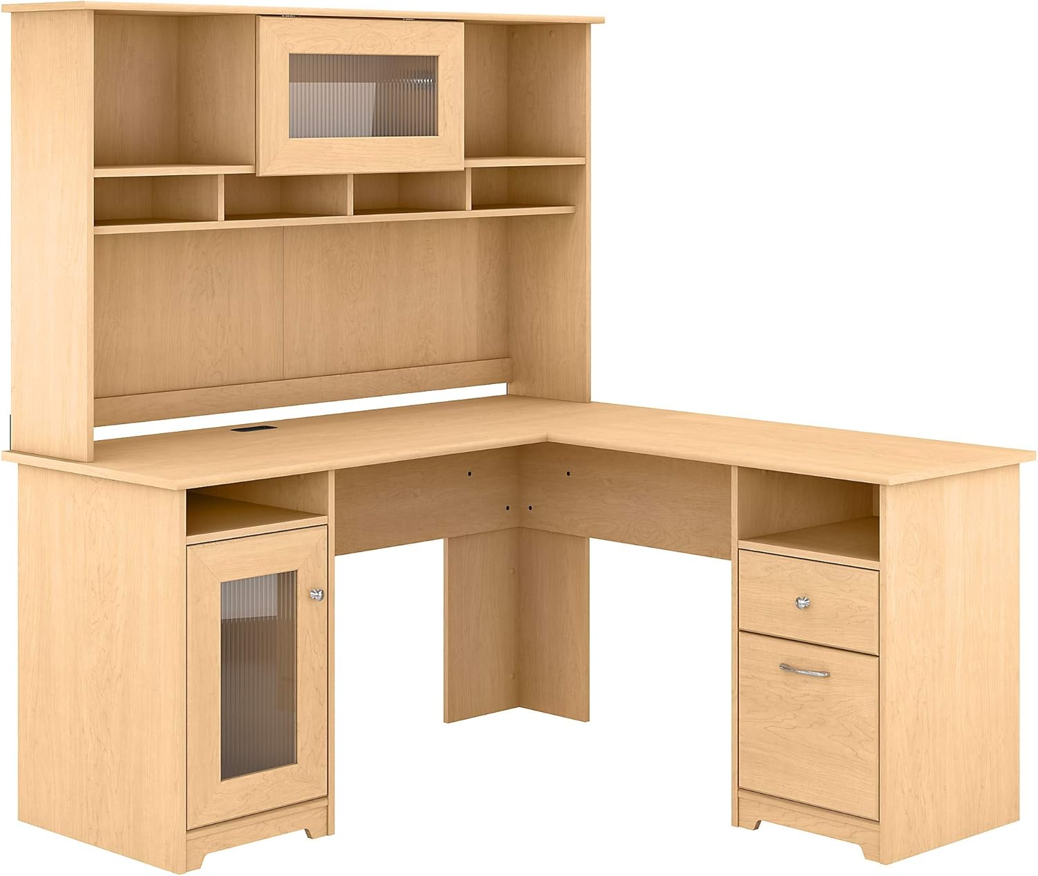 Bush Furniture Cabot L Shaped Desk with Hutch in Espresso Oak