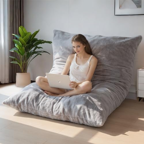BYBYME 3 in 1 Bean Bag Chairs, Bean Bag Bed for Adults High-Density Foam Filling, Convertible Sofa Bed Faux Fur, Giant Bean Bag Chairs for Adults