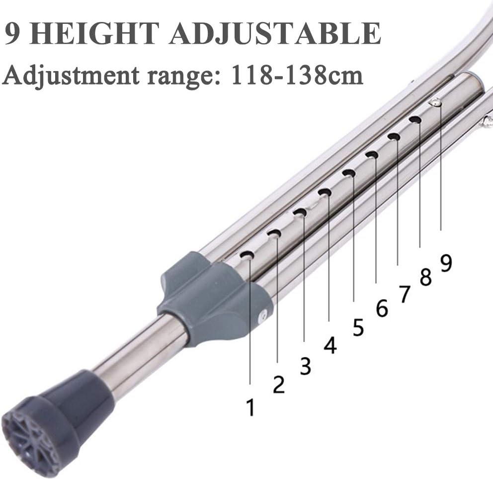 Tall Adult Walking Crutches,Lightweight Stainless Steel Medical Underarm Crutches with Height Adjustable,Retractable Anti-Slip Walker Fashionable