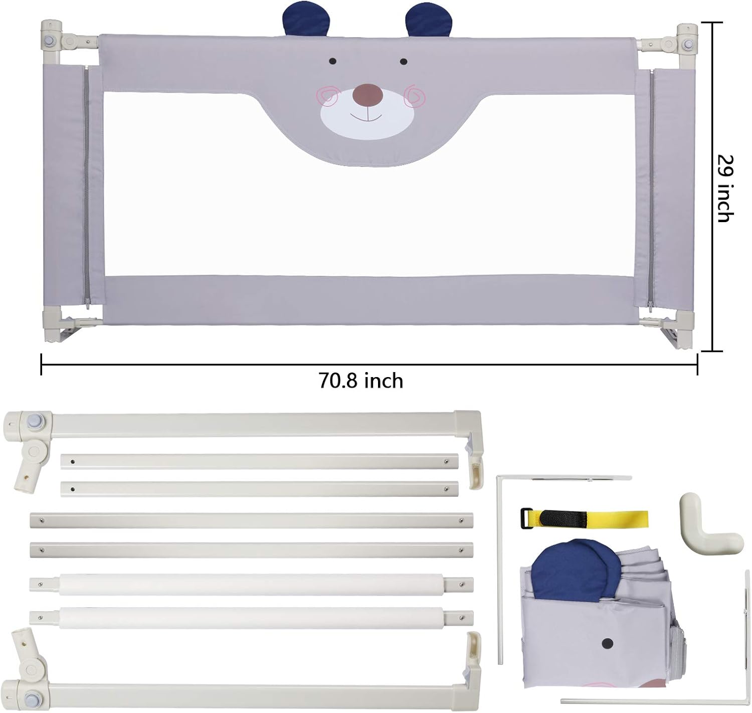 RDHOME 47 Bed Rails for Toddlers Vertical Lifting Bed Guardrail for Kids, Extra Tall Collapsible Baby Bed Rail Guards Fits Three Quarters Bed(1 Side)