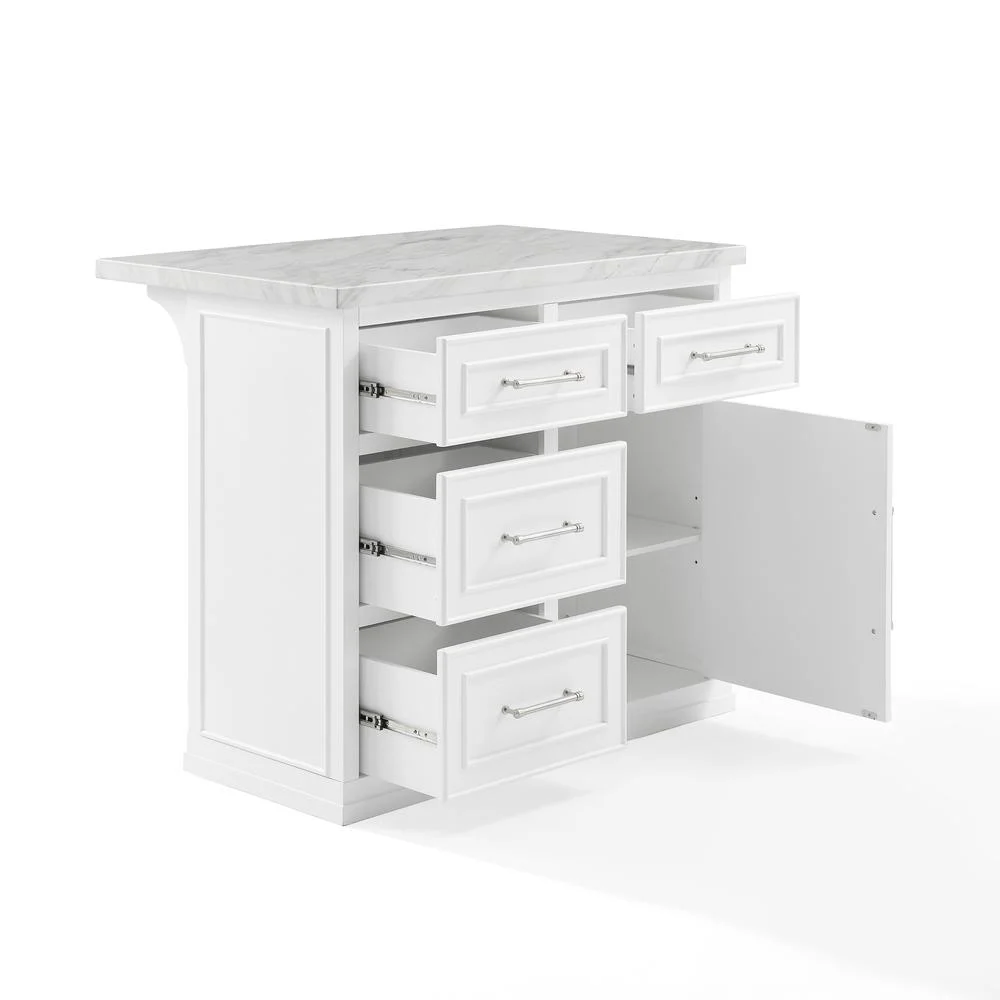 Crosley Furniture Cutler Modern MDF Wood Kitchen Island in White