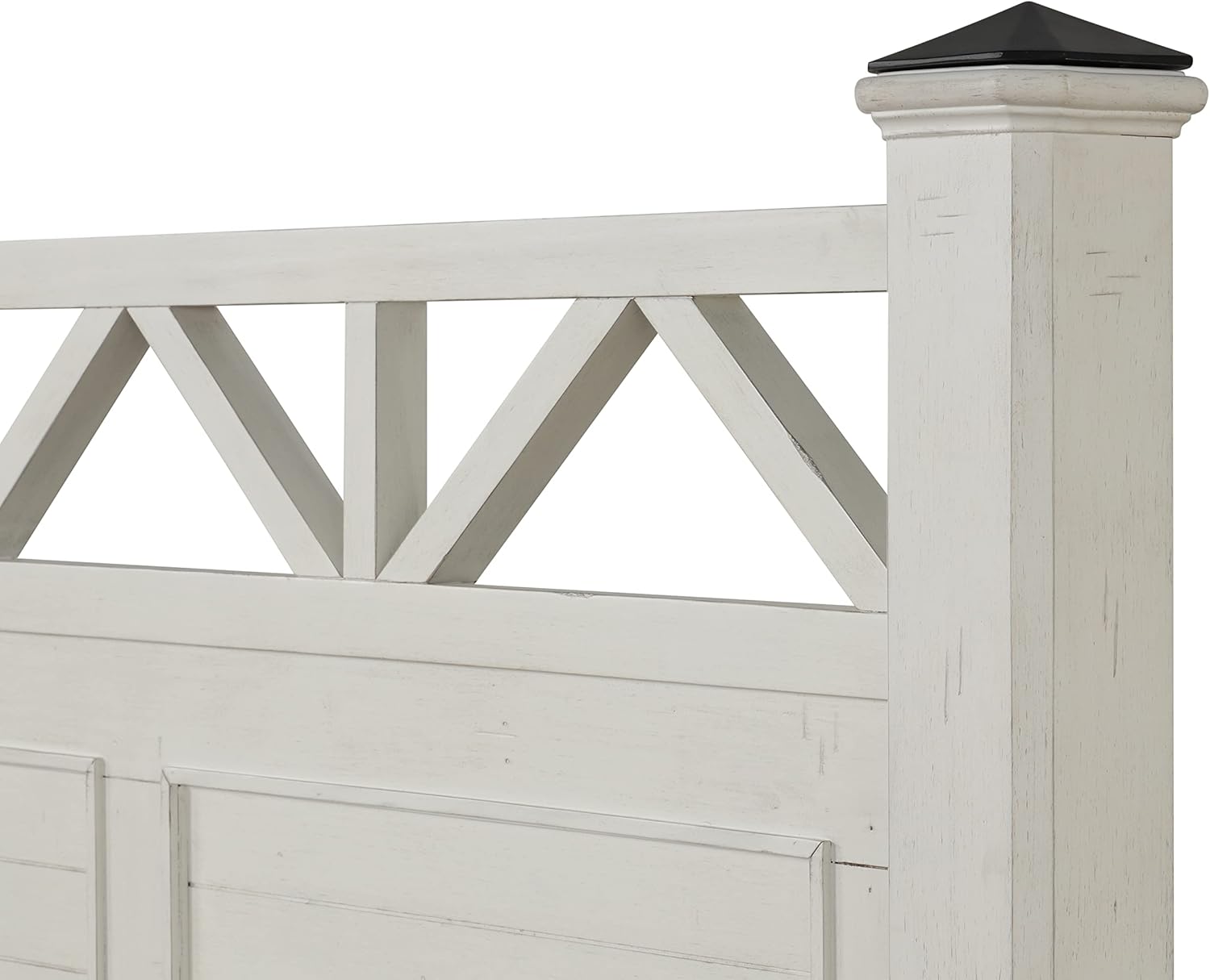 Roundhill Furniture Laria Wood Panel Bed with Dresser, Mirror, and Nightstand, Queen, Antique White