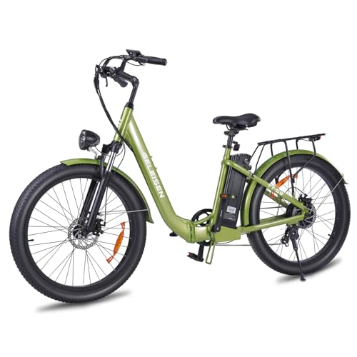 Electric Bike for Adults, 1200W Peak 30MPH Electric City Cruiser Bicycle, 26" x 3.0 Fat Tire Step-Thru Ebike with 48V 16AH/14.5AH Removable Battery, 7-Speed Folding Electric Commuter Bike