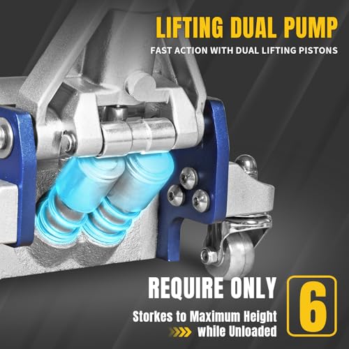 YELLOW JACKET 3 Ton Floor Jack Full Aluminum Ultra Lightweight Quick Rise Racing Floor Car Jack with Dual Pump Fast Lifting Low Profile Jack for Vehicle,6600 lbs Capacity