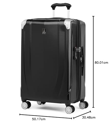 Travelpro Pathways 3 Hardside Expandable Luggage, 8 Spinner Wheels, Lightweight Hard Shell Suitcase, Carry On 21 Inch, Black Knight