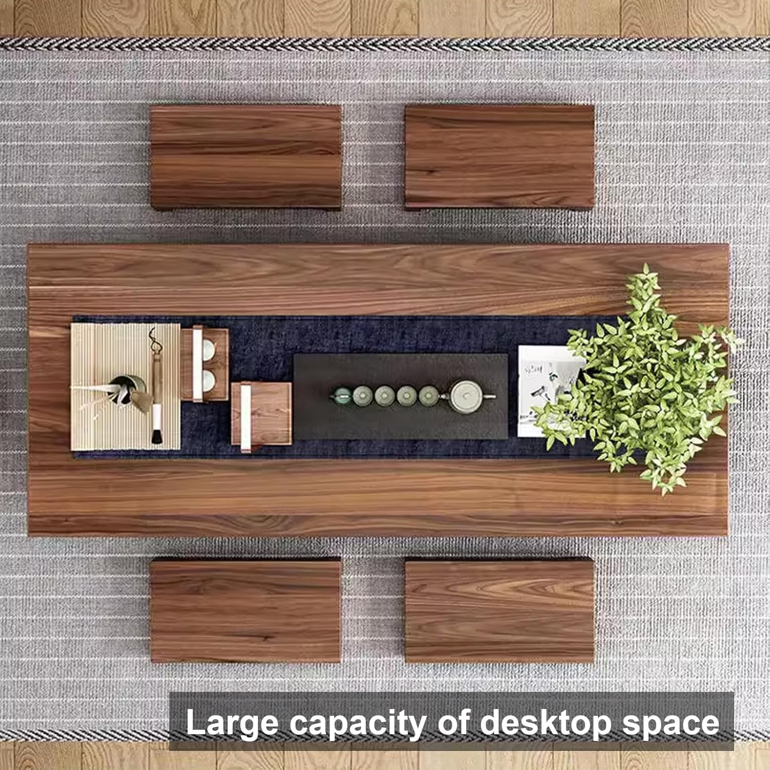 Japanese-Style Low Table, Solid Wood Tea Floor Table, Low Table for Floor Sitting Dining, Wooden Coffee Table Chabudai Furniture for Living Room, Reception Rooms, Tatami(Size:100cm