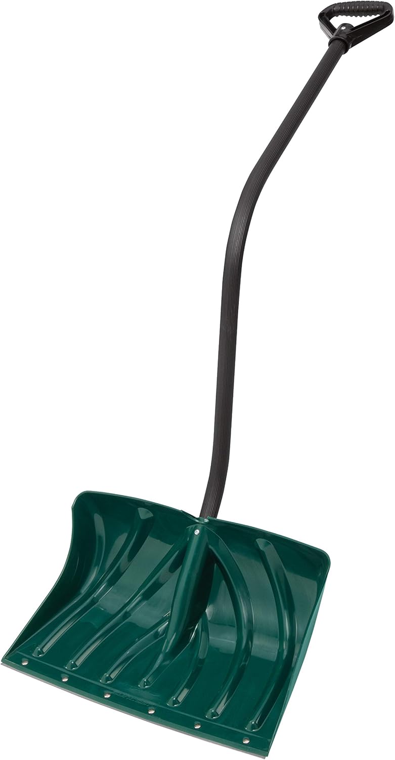 Suncast SC3250 18-Inch Snow Shovel/Pusher Combo with Ergonomic Shaped Handle and Wear Strip, Green