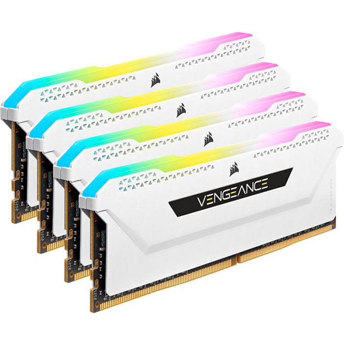 Corsair Vengeance RGB Pro SL 32GB (4x8GB) DDR4 DRAM 3200MHz C16 Memory Kit – White