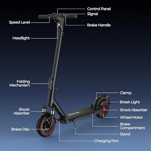 Electric Scooter, 10" /8.5" Solid Tires, 500W/350W Motor,19/22Mph, 22/28/52 Miles Long Range, Folding E-Scooter with Dual Suspension and Braking System