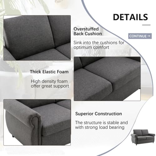 Pull Out Sofa Bed Couch,Convertible Sleeper Sofa,Loveseat Sleeper with Twin Size Memory Mattress,2-in-1 Sleeper Sofa Bed,for Living Room Spaces Small Spaces,Gray