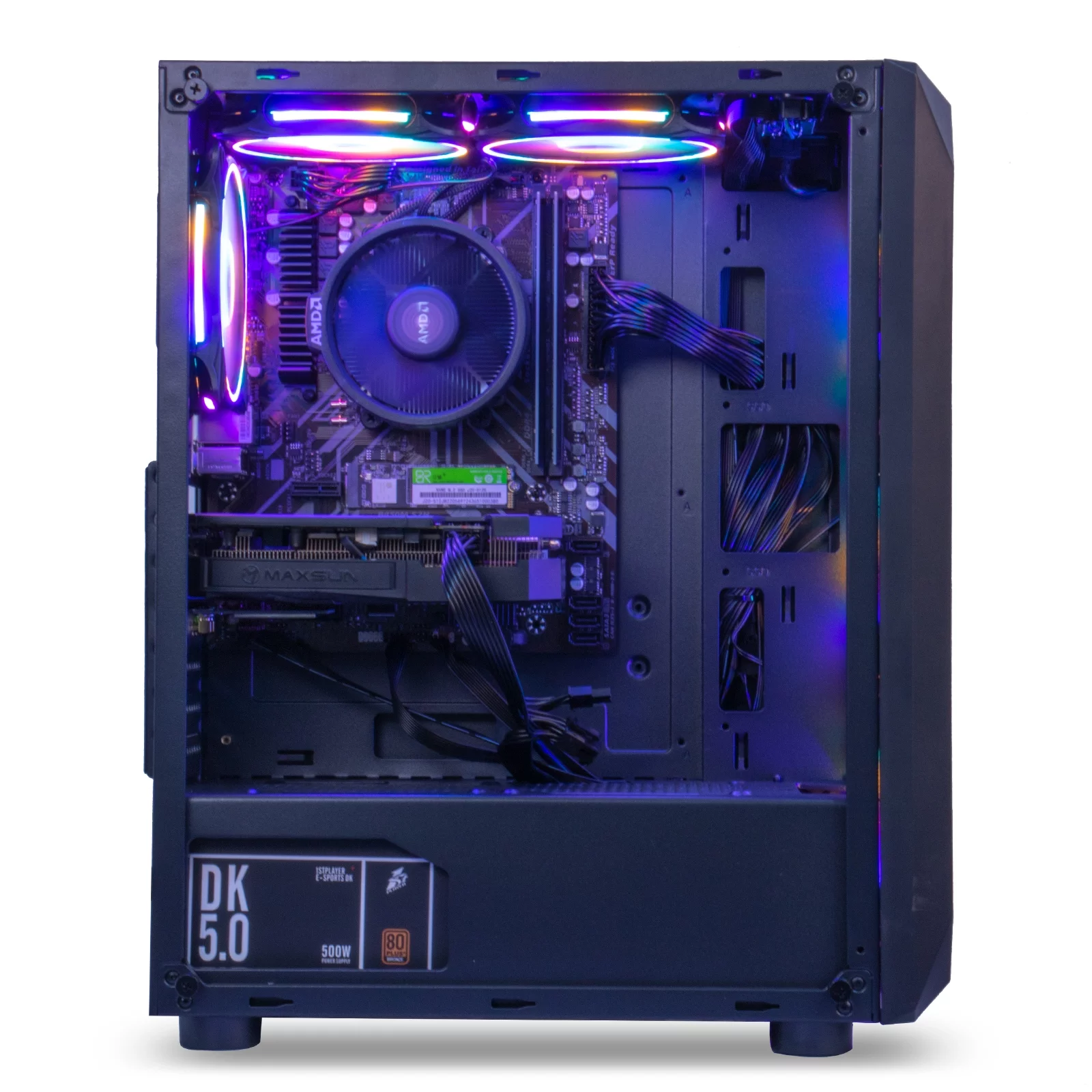 MXZ Gaming PC Computer AMD Ryzen 5 5500 3.6GHz, RTX 3060 12GB, B450M,16GB DDR4 3200,NVME 1T SSD, 6RGB Fans, WIFI & Win 11 Pro Ready, Gamer Desktop Computer