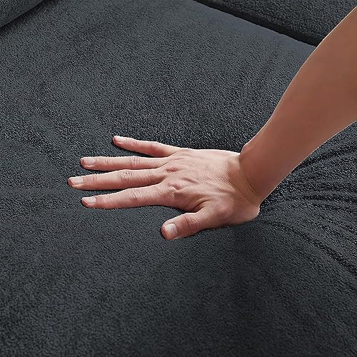 Convertible Sectional Sofa, Modern Microfibe High Back L Shaped Couch with Storage Chaise and Cup Holder 4 Seat Sofa Couches with Extra Headrests for Living Room, Apartment, Beige