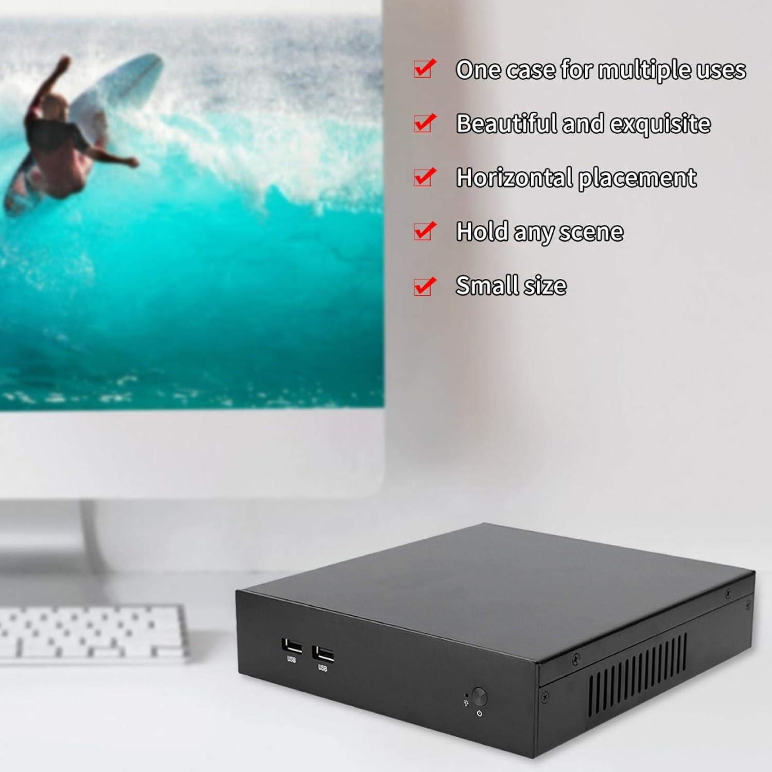 125 Mini-ITX Slim Profile Compact Small Form Factor Computer Case, HTPC Case Home Theater Computer ITX Mini Motherboard Desktop Computer Case T44