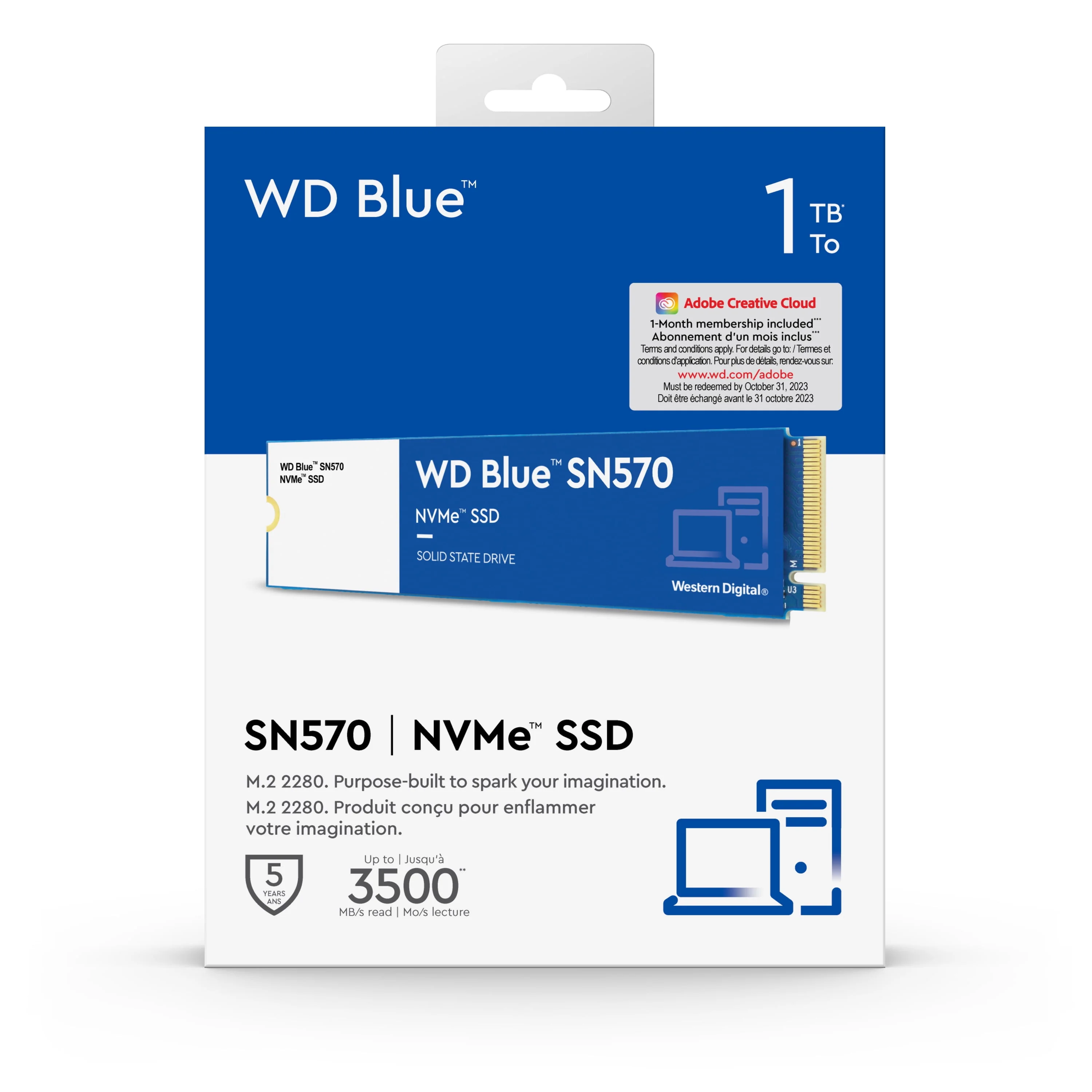 WD Blue 500GB SN570 NVMe SSD - WDBB9E5000ANC-WRSN