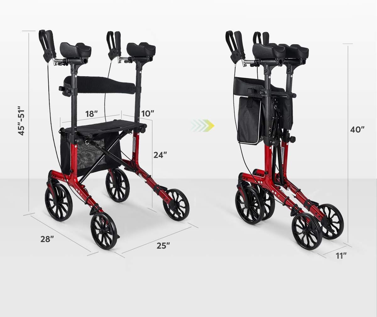OasisSpace Upright Walker with Seat for Senior & Heavy Duty Medical Toilet Safety Fram