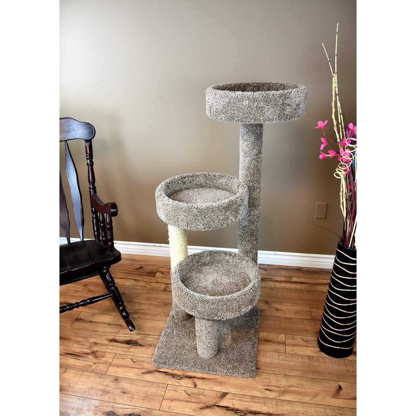 New Cat Condos Carpeted Solid Wood Cat Tree Tower - Pet Supplies online store