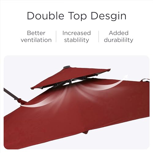 9' X 12' Cantilever Patio Umbrella 360°Rotation Rectangular Outdoor Umbrella, Double Top Large Offset Sun Shade Umbrella for Garden Deck Pool Backyard Patio, Turquoise