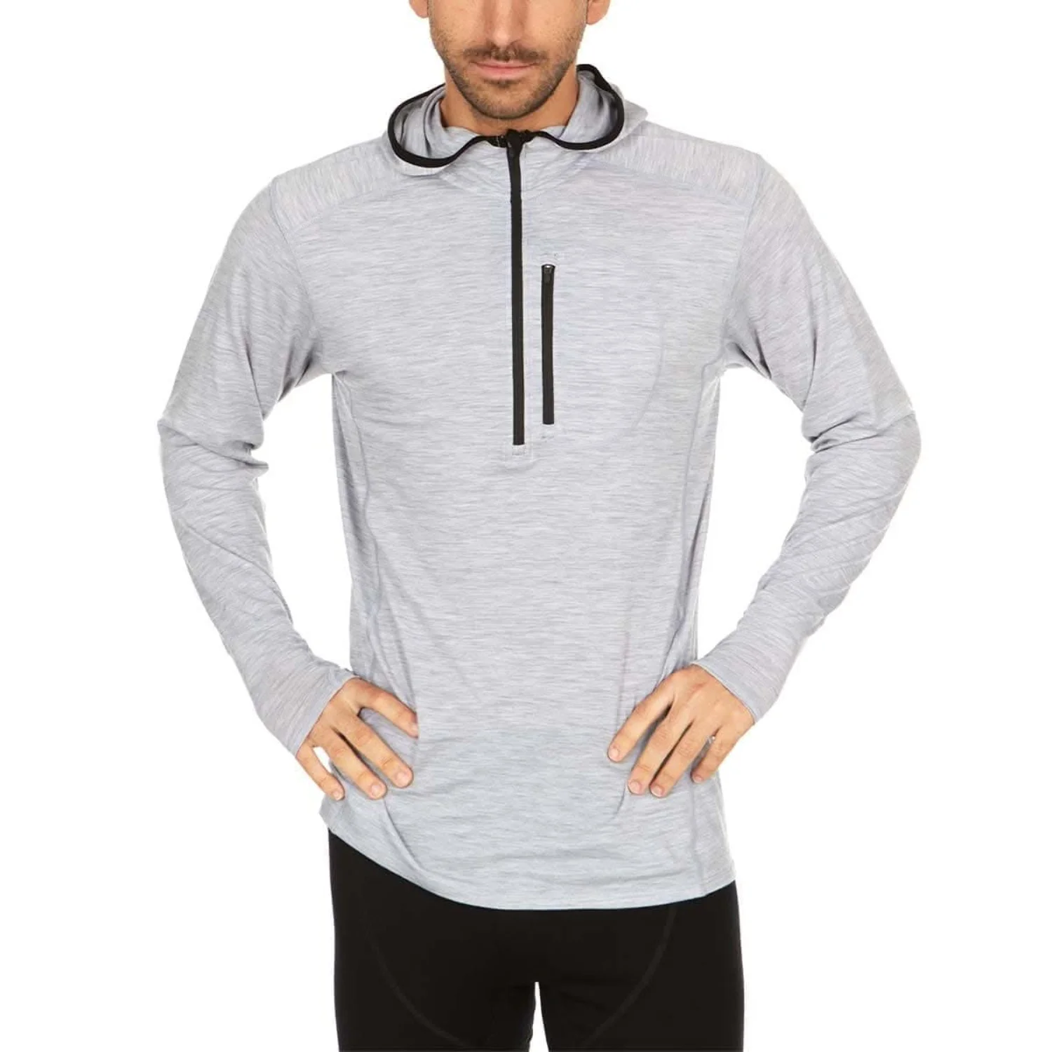 Men's Wool 1/4 Zip Merino Sun Hoodie - Microweight