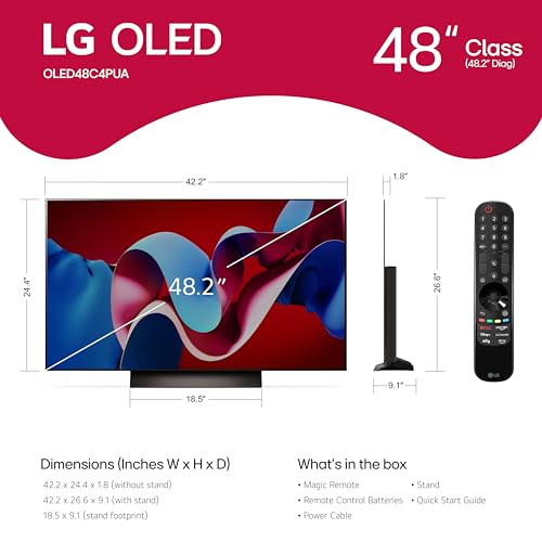 LG 65-Inch Class OLED evo C4 Series Smart TV 4K Processor Flat Screen with Magic Remote AI-Powered with Alexa Built-in (OLED65C4PUA, 2024)