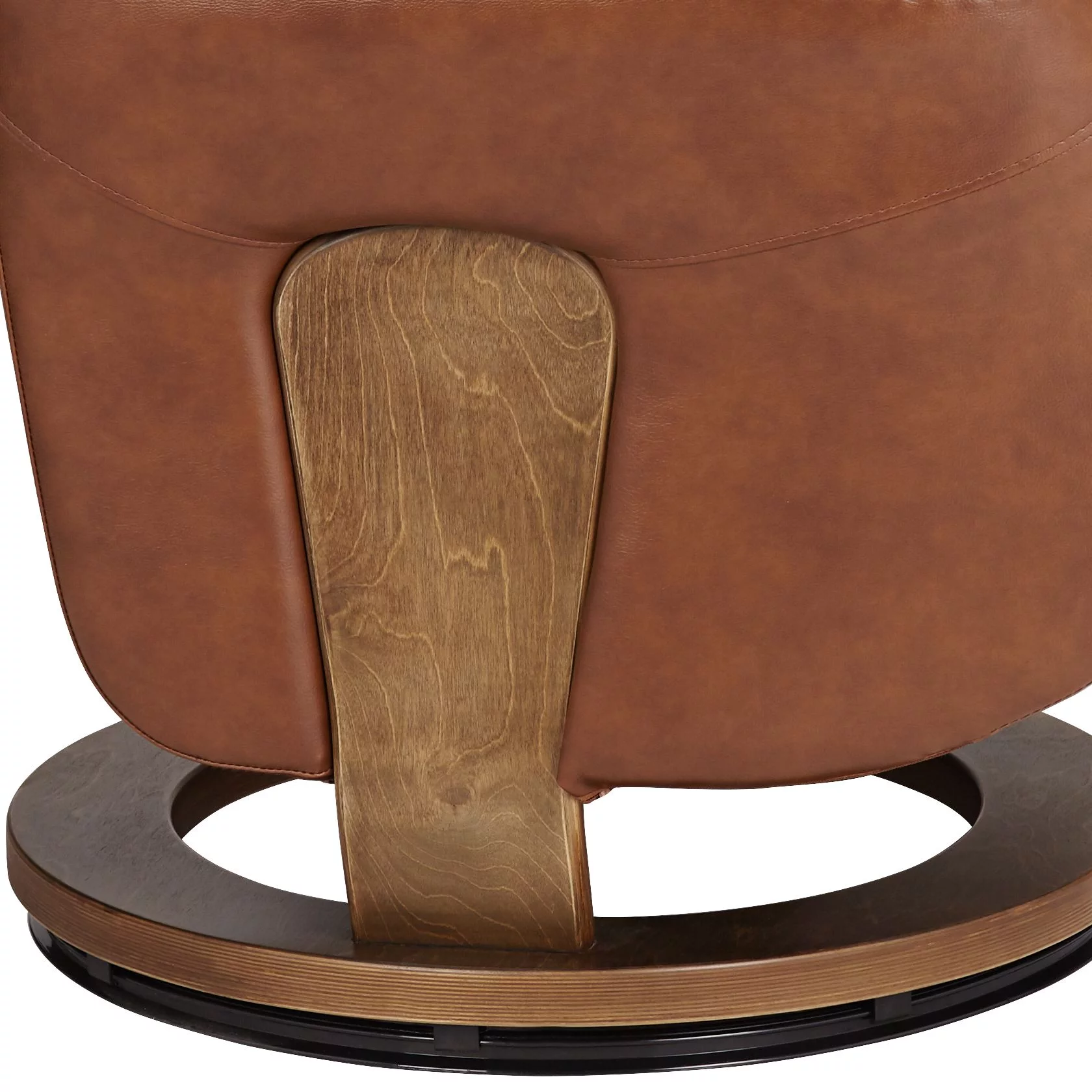 BenchMaster Brown Swivel Faux Leather Recliner Chair Modern Armchair Comfortable Manual Reclining Footrest Headrest for Bedroom