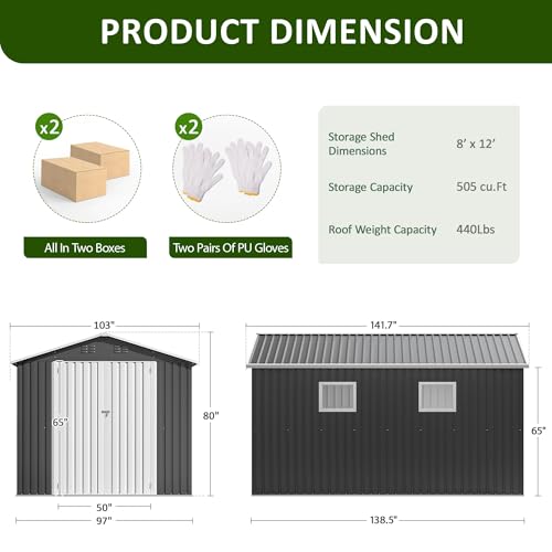 10x10 FT Outdoor Storage Shed, Metal Garden Tool Shed with Updated Frame Structure, Lockable Doors and Windows, Ideal for Backyard Garden Patio Lawn, Grey