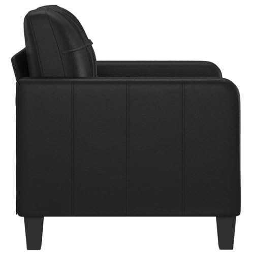 2-Seater Sofa,Upholstered Sofas,Casual Sofas,Seating Furniture,Reception Sofas,Centre Sofas,Home Decor,for Living Room, Bedroom,Salon,Lounge, Black 55.1" Faux Leather