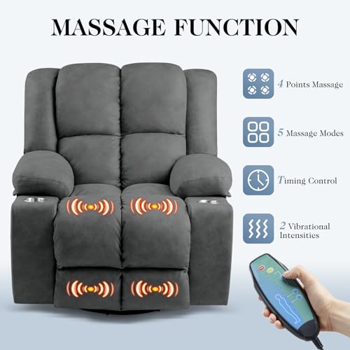 Oversized Power Lift Recliner Chair for Elderly with Massage, Electric Lift Chair Sofa with USB Port, Infinite Position, Side Pockets, Remote Control, Dark Grey