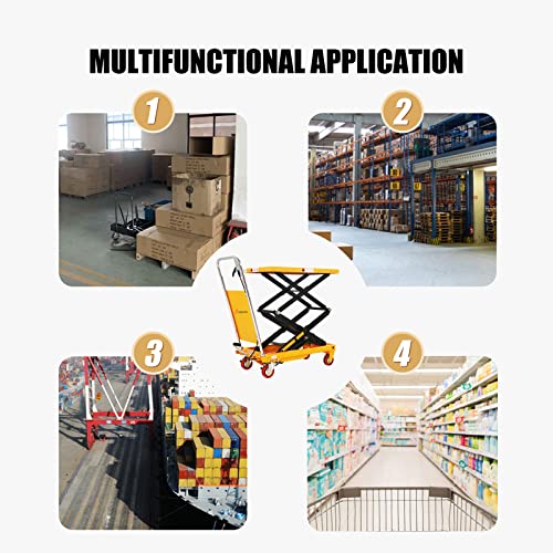 Double Scissor Hydraulic Mobile Lift Table Multi-Function Platform Cart 59" Lifting Height 1760lbs Capacity Suitable for Handling Work