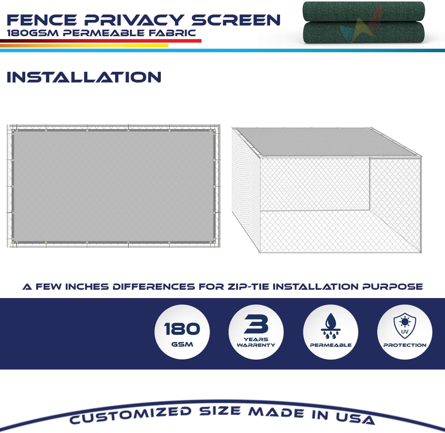 Fence Privacy Screen 15' x 27' Heavy Duty Windscreen Fencing Mesh Fabric Cover for Patio Garden Backyard Lawn Carport Pool Fence, Green