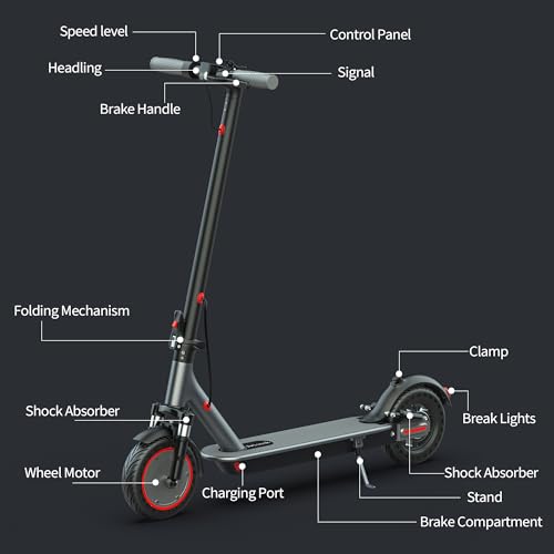 Electric Scooter with Dual Shock, 8.5" Solid Tires, 350W Motor 19mph/15mi Range, Dual Suspension Foldable Commuter Scooter for Urban Travel