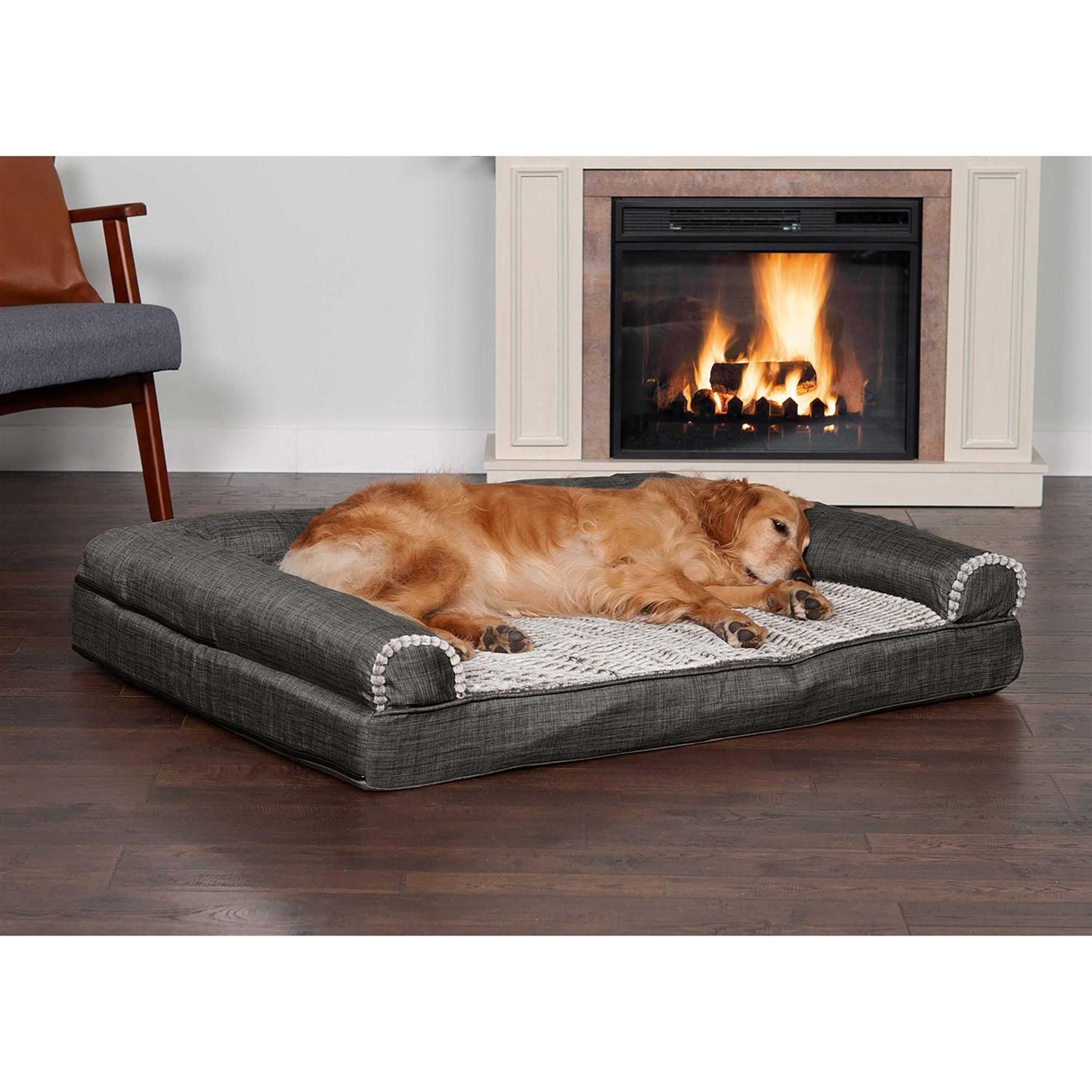 FurHaven Luxe Fur &amp; Performance Linen Sofa Bed - Pet Supplies online store