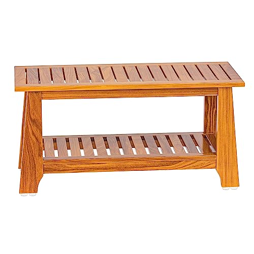 NNN 42" Teak Shower Bench with Shelf/shower benches for inside shower/teak bench/bathroom bench/teak wood benches for showers/for spa, showers, pools and other wet environments,Patented designs.