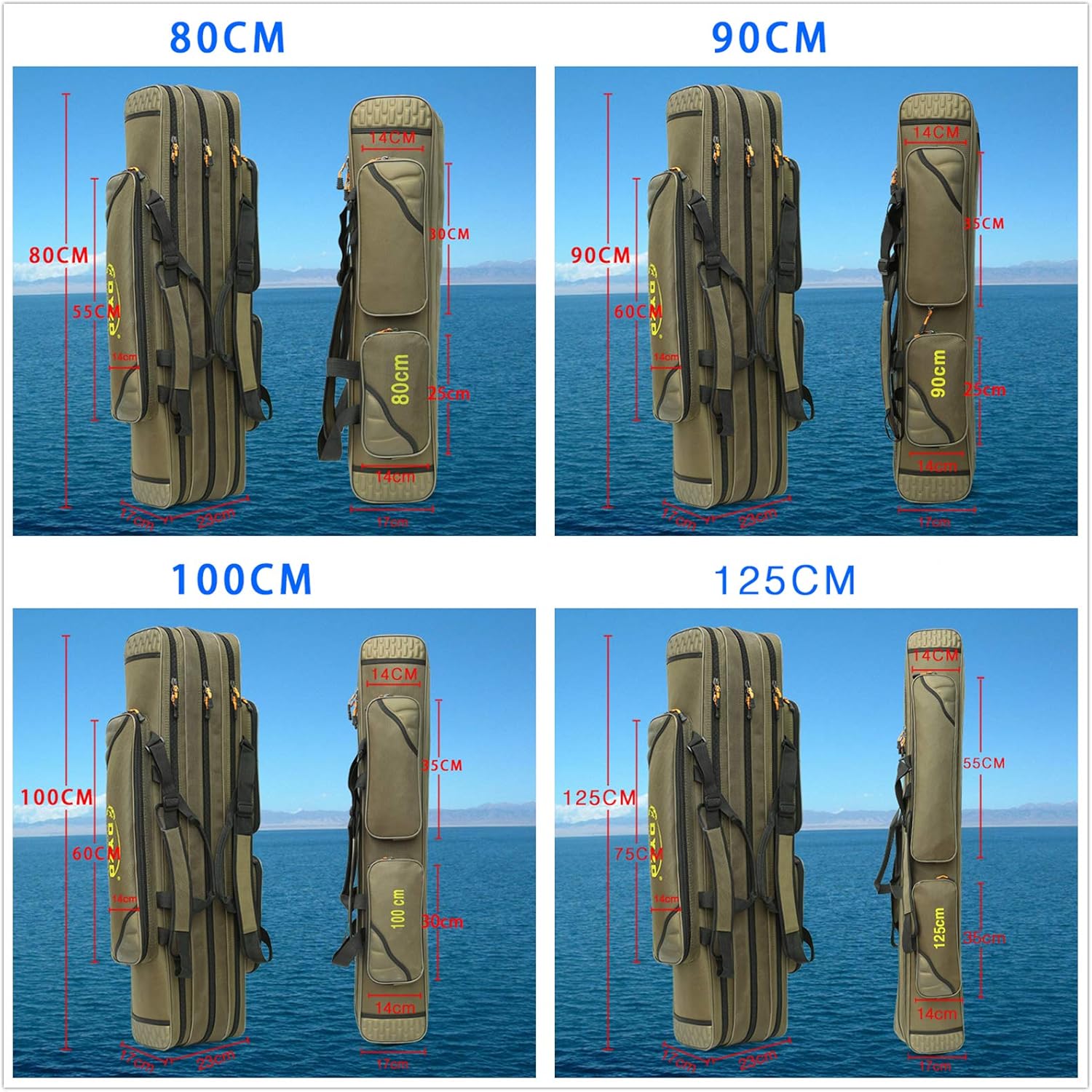 UNISTRENGH 3 Layers Portable Folding Fishing Rod Carrier Reel Case Bags Fish Pole Tools Storage Bag Case Pro Gear Tackle for Shoulders,Handles