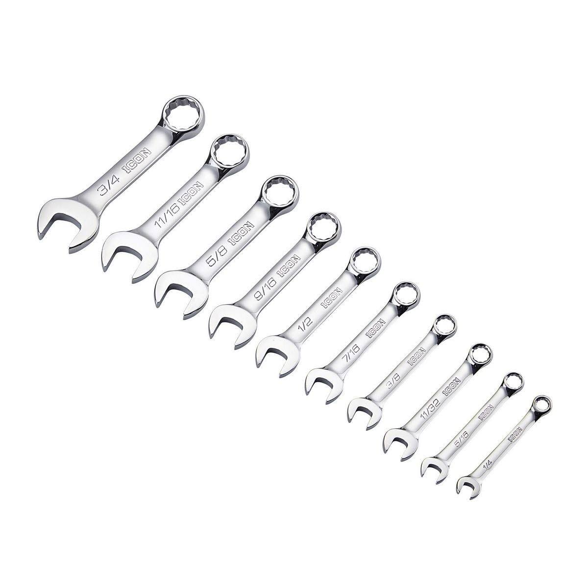 Icon SAE Stubby Professional Combination Wrench Set 10 pc. 64707