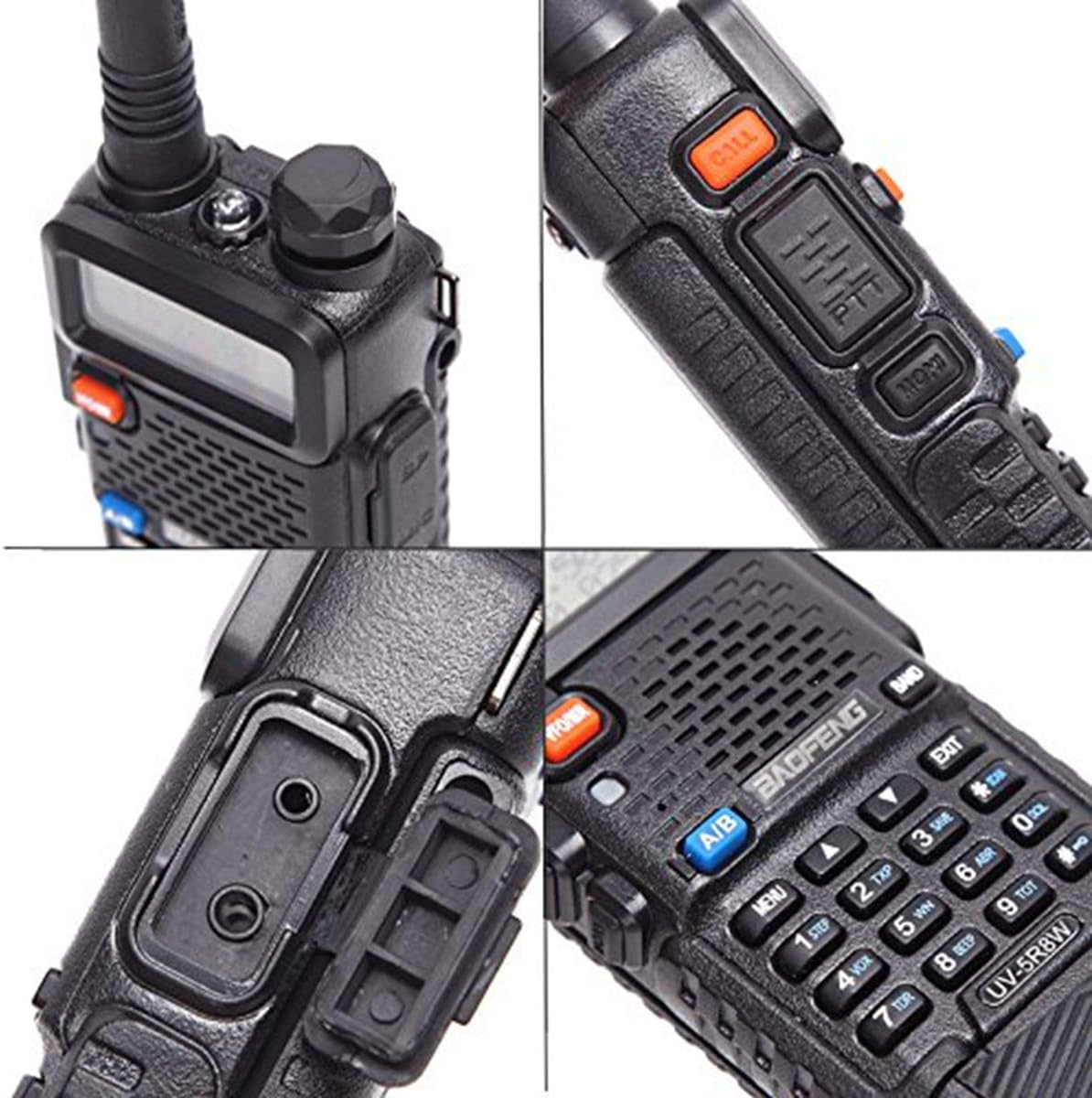 BaoFeng UV-5R High Power Tri-Power Portable Two-Way Radio 3800mAh Battery with 13.3inch ABBREE Tactical Antenna Pack of 2