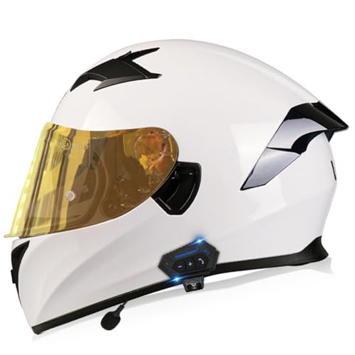 Full Face Bluetooth Helmet, Adult-Youth Motorcycle Helmet, DOT Approved Men Women Flip Up Front Helmet Anti Fog Dual Visors Tail Modular Integrated Helmet