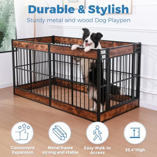 Dog Playpen, 31.5" Height Dog Pen Indoor, Heavy Duty, Safe and Sturdy, Furniture Style Puppy Pen