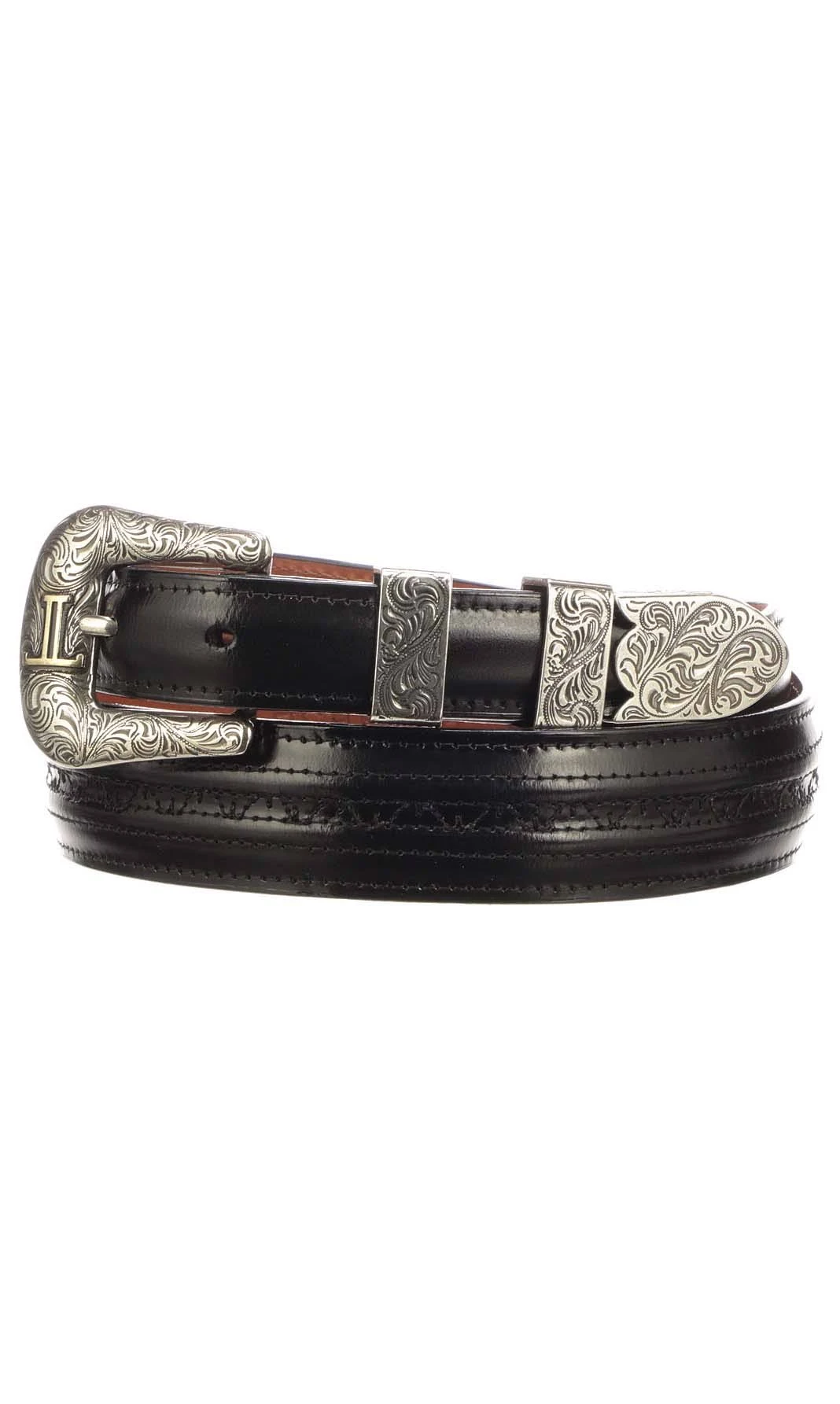 Lucchese Men&s Hobby Stitch Tapered Goat Belt, Black, W2202H