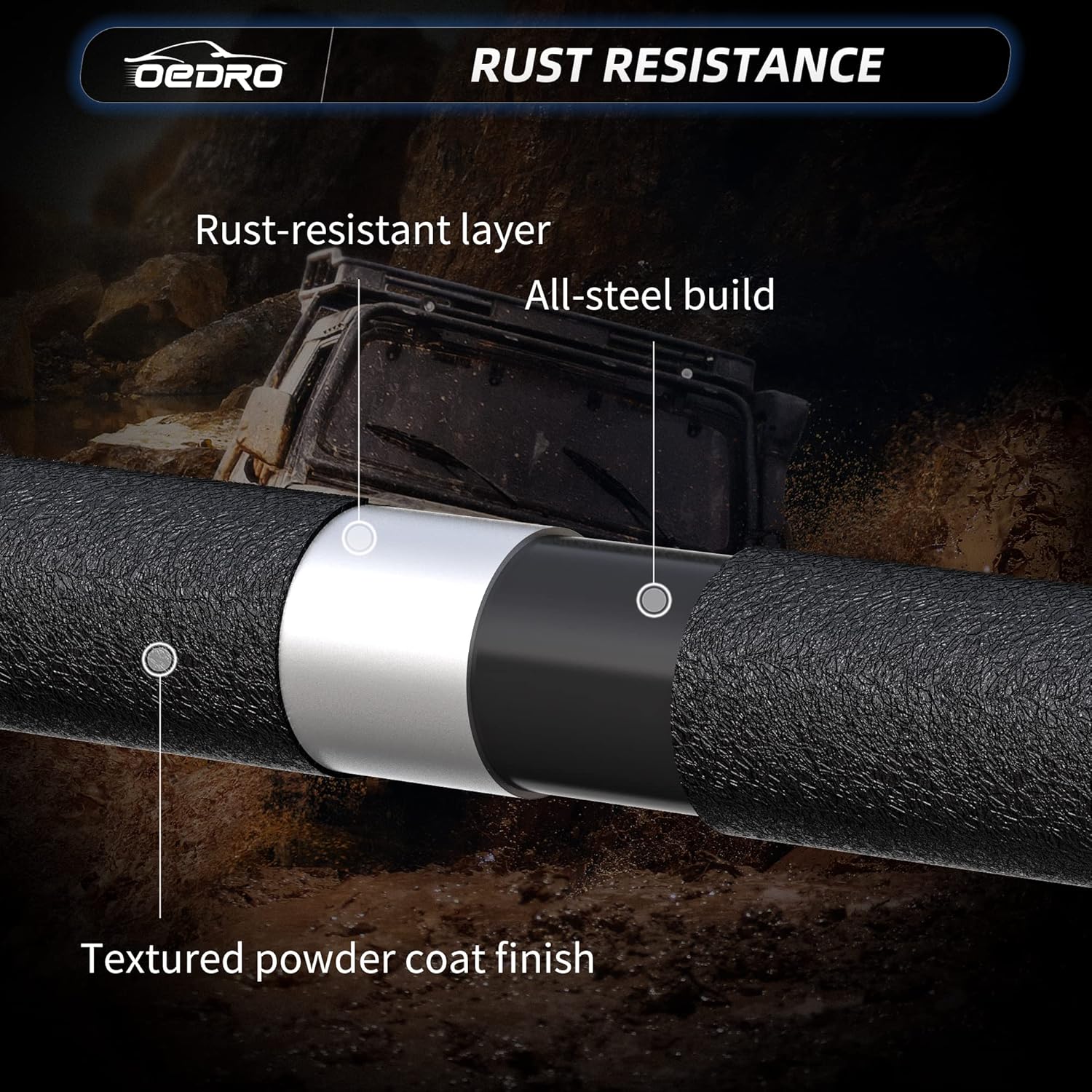 OEDRO Front Bumper Compatible with 2018-2024 Jeep Wrangler JL & Unlimited, 20-24 Gladiator, Rock Crawler Bumper with Winch Plate Mounting & 4 x LED Lights & 2 x D-Rings