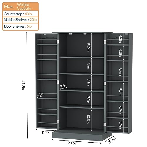 Yusong 72'' Tall Kitchen Pantry Cabinet, Farmhouse Storage Cabinet with 4 Doors, Drawer and Adjustable Shelf, Freestanding Wooden Cupboard Buffet for Dining Room Living Room, White