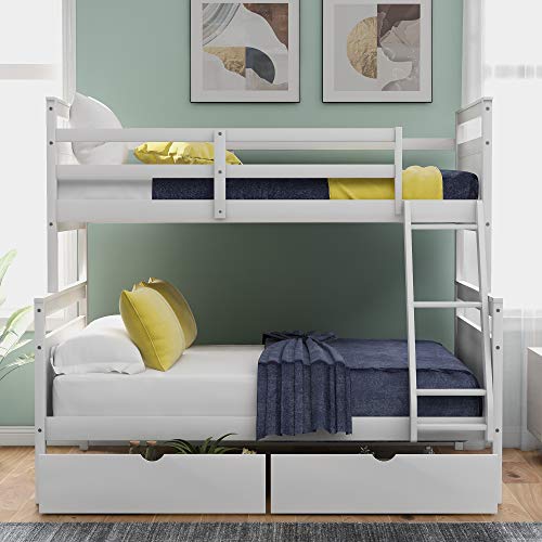 Twin Size Loft Bed with Wardrobes and 2-Drawer Desk,Multifunction Storage Wood Bunk Bed Frame,w/Cabinet,Space-Saving Design,Slat Support,for Kids Teens Girls Boys Bedroom,Gray