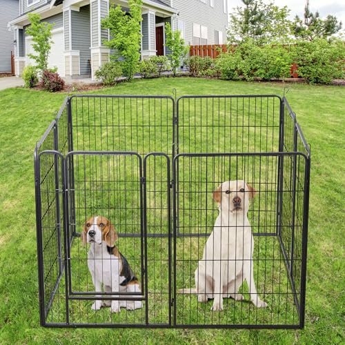 LEMY 16 Panels 32 in Pet Playpen Heavy Duty Metal Dog Exercise Fence Barrier，Outdoor & Indoor Foldable Pet Exericse Pen w/Door,Black