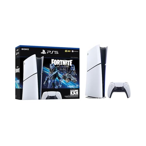PlayStation 5 Slim Upgraded 2TB Digital Edition Fortnite Cobalt Star Bundle and Controller Charger - White, 2TB PCIe SSD Upgraded Slim PS5 Gaming Console [playstation_5] [video game]
