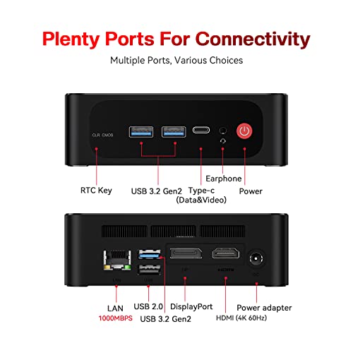 Beelink SER5 Mini PC, AMD Ryzen 5 5560U 6 Core(Up to 4.0GHz), 16GB DDR4 RAM 500GB NVMe M.2 SSD, RX Vega7, Mini Desktop Computer for Home/Office/Gaming