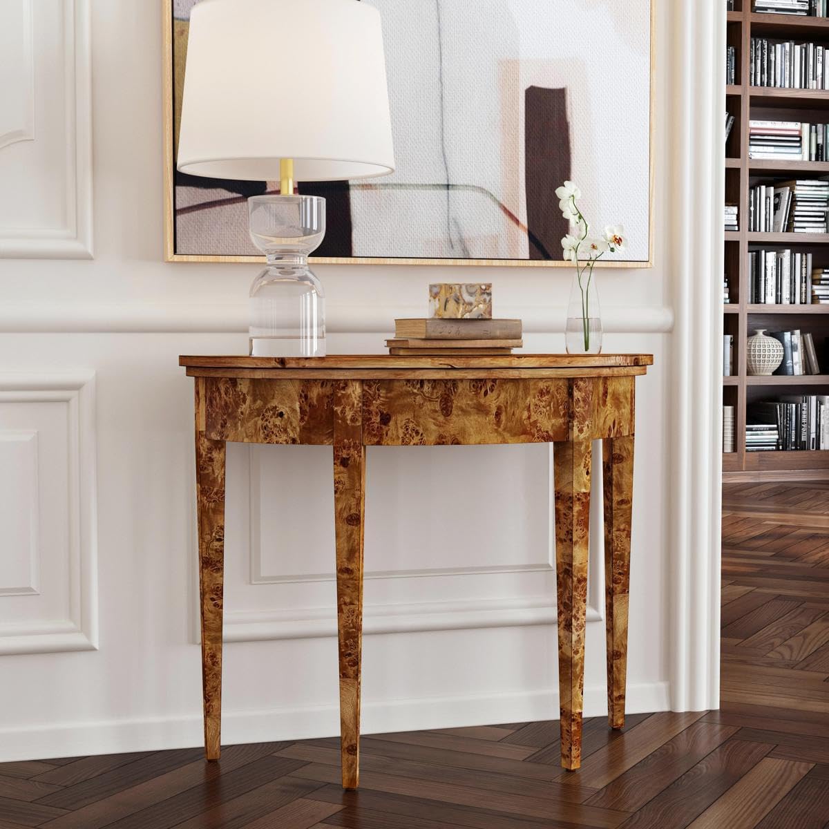 Butler Specialty Company Hampton Burl Wood Demilune 36" Console Table - Brown