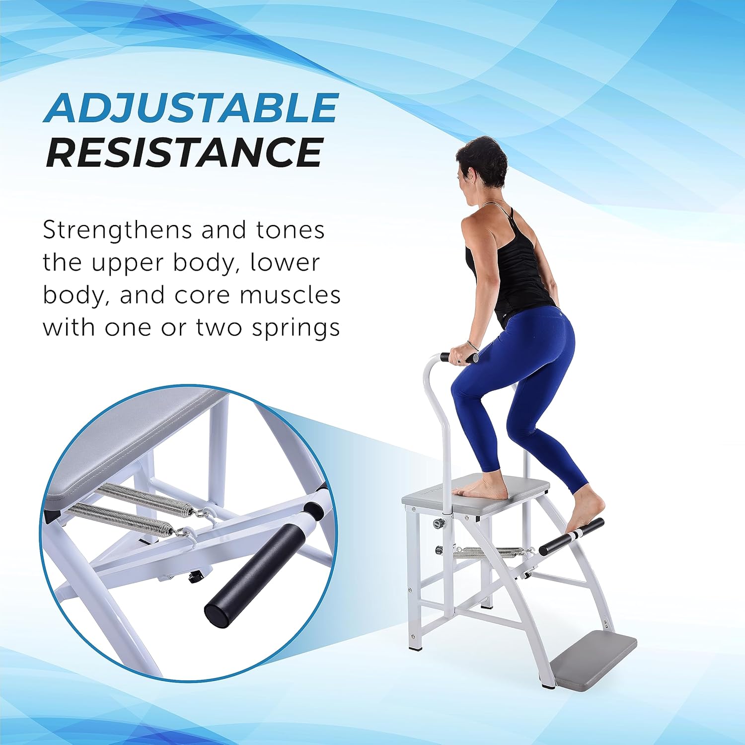 AeroPilates Precision Pilates Chair - Pilates Wunda Chair - Pilates Reformer Chair Gym - Workout Machine for Home Gym - Up to 300 lbs Weight Capacity