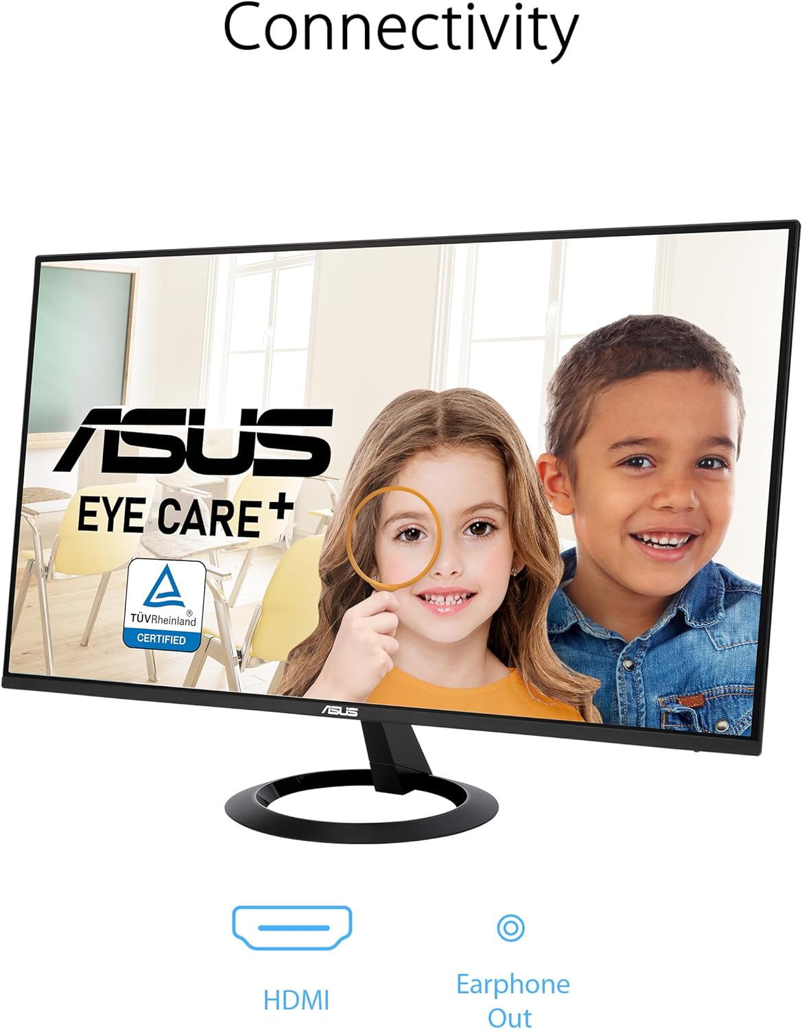 ASUS 27” (27-inch viewable) Eye Care Monitor (VZ27EHF) - Full HD (1920 x 1080), IPS, 100Hz, 1ms, Frameless, Adaptive-Sync, HDMI, Low Blue Light, Flicker Free, Ultra-Slim profile, 3 year warranty