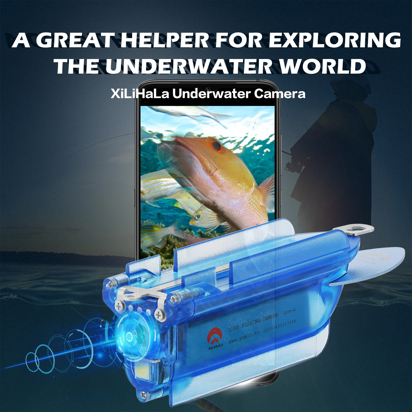 Wireless Underwater Fishing Camera 1080P,Wi-Fi Fish Cam with 64GB TF Card, Rechargeable Battery Loop Recording, Compatible for iOS and Android