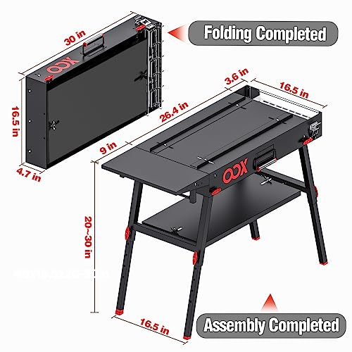 Portable Grill Table with Double-Shelf for Outdoor Prep,Folding Grill Stand Fits Blackstone Griddle 17 Inch 22 Inch, Tabletop Propane Gas Grill Cart, Camping BBQ Cooking, Stainless Steel, Black