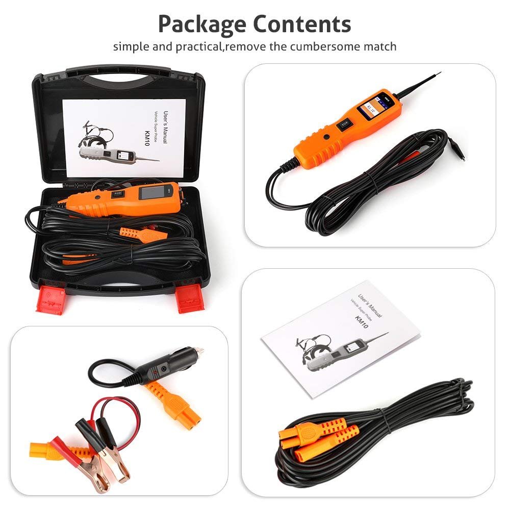 KZYEE KM50 Power Circuit Probe Kit, 12V 24V Automotive Circuit Tester Electrical System Tool, Frequency Duty Cycle Fuel Injection Circuit, AC DC Resistance Digital Voltage Tester, Short Finder